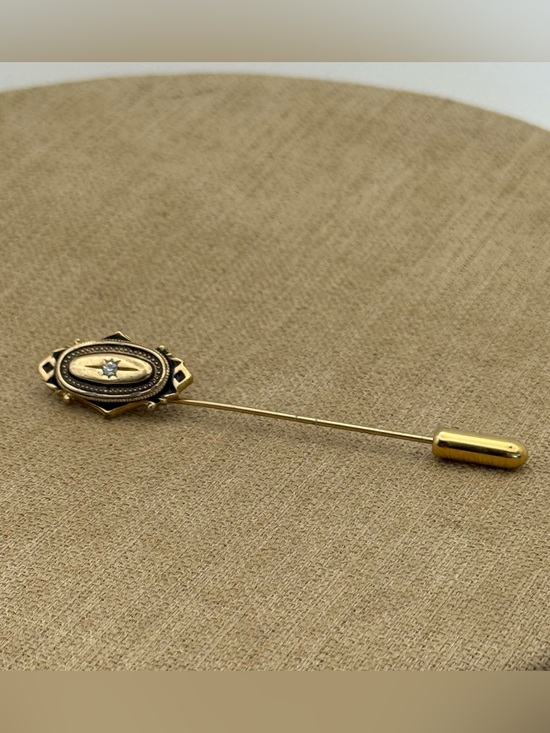 Avon Jewelry - Avon Victorian-Style Gold Tone Stick Pin with Clear Stone Accent